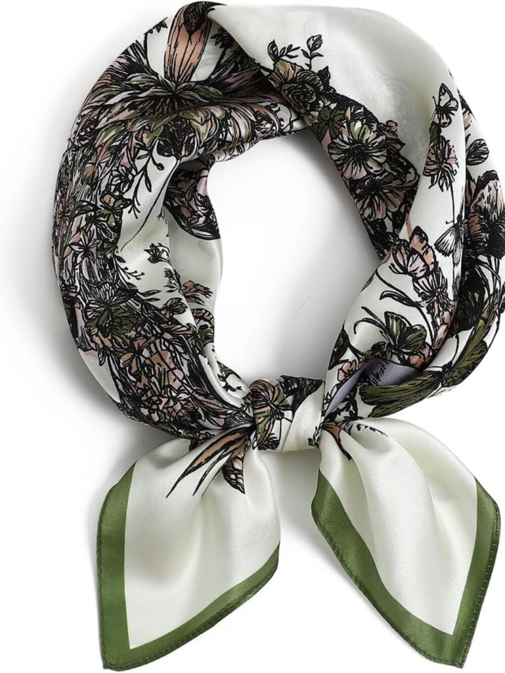 Luxurious 100% Mulberry Silk Square Scarf - 27''x27'' Lightweight Hair & Sleep